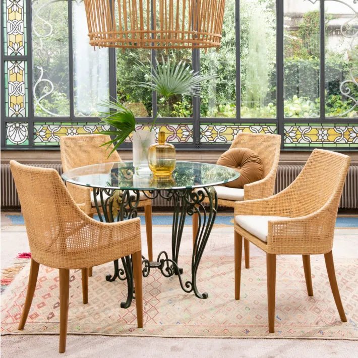 Chaise SAIGON – Élégance du rotin et raffinement naturel - KOK MAISON - La Maison MilanaiseC463/ T596Avec coussin