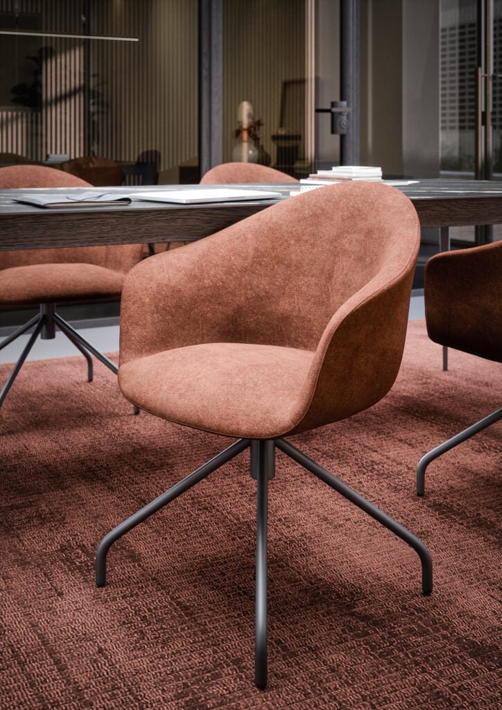 Chaise TULI – Tissu terracotta & pied pivotant en métal noir - IMPERIAL LINE - La Maison MilanaiseTULI