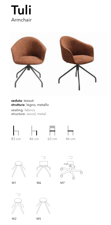 Chaise TULI – Tissu terracotta & pied pivotant en métal noir - IMPERIAL LINE - La Maison MilanaiseTULI