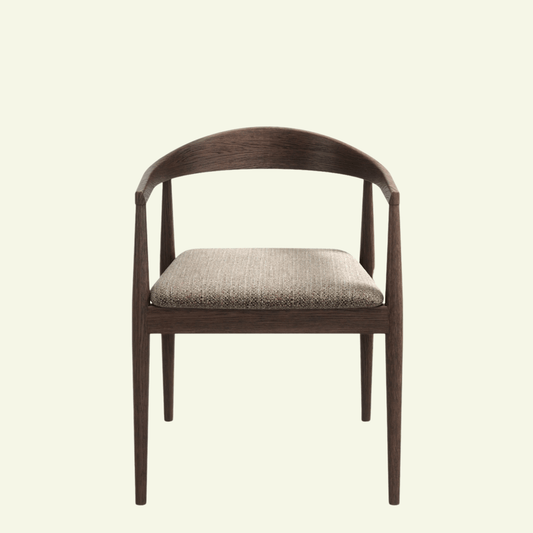 Chaise YOKO – Structure en noyer & tissu texturé beige/gris chiné - IMPERIAL LINE - La Maison MilanaiseYOKO