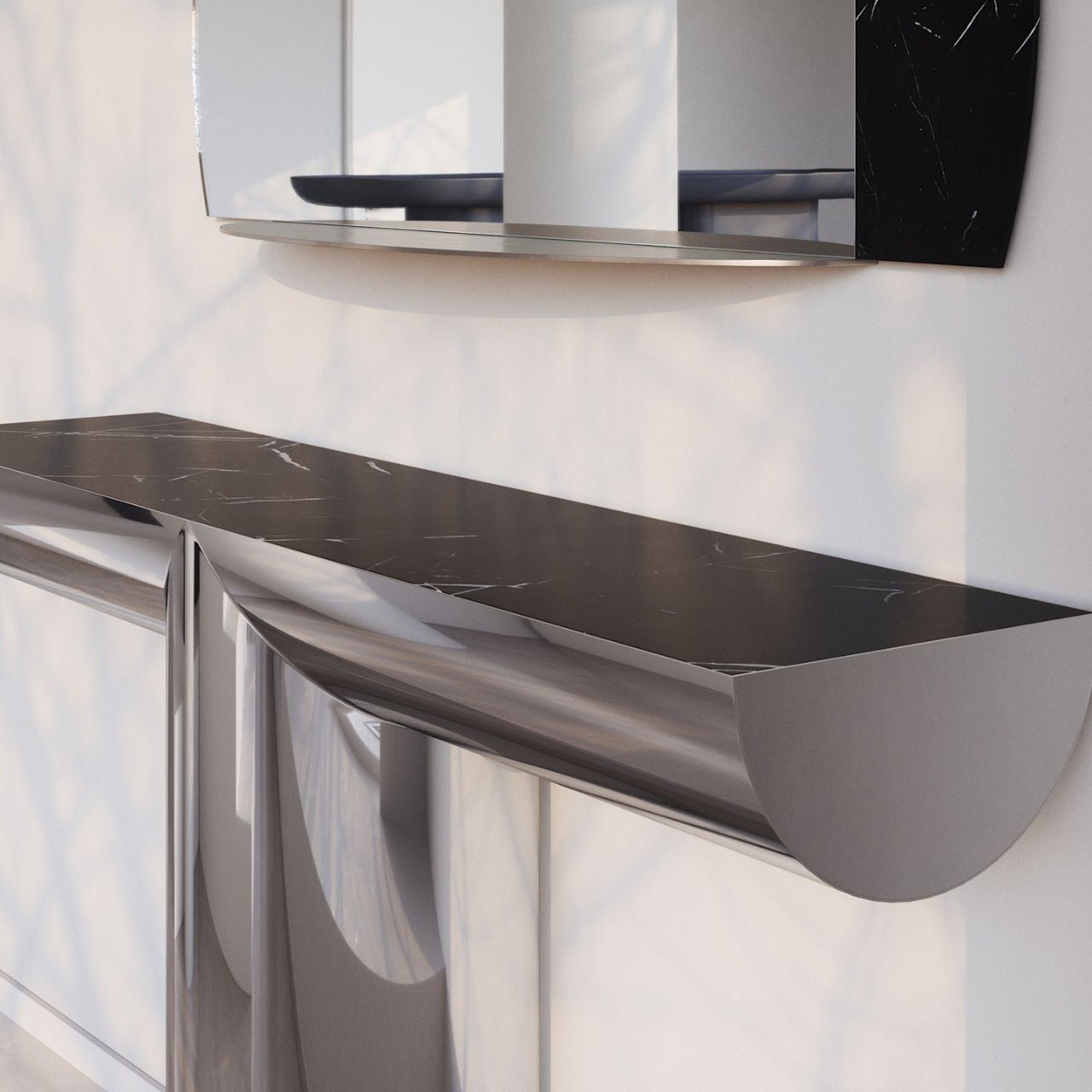 Console design en acier poli avec insert en céramique PERSEO - ULTRA MOBILI - La Maison MilanaiseCPR14CER