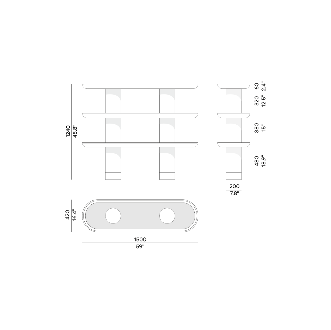 Console MINA 3 – Bibliothèque basse au design modulaire et personnalisable - ULTRA MOBILI - La Maison MilanaiseMN3.150