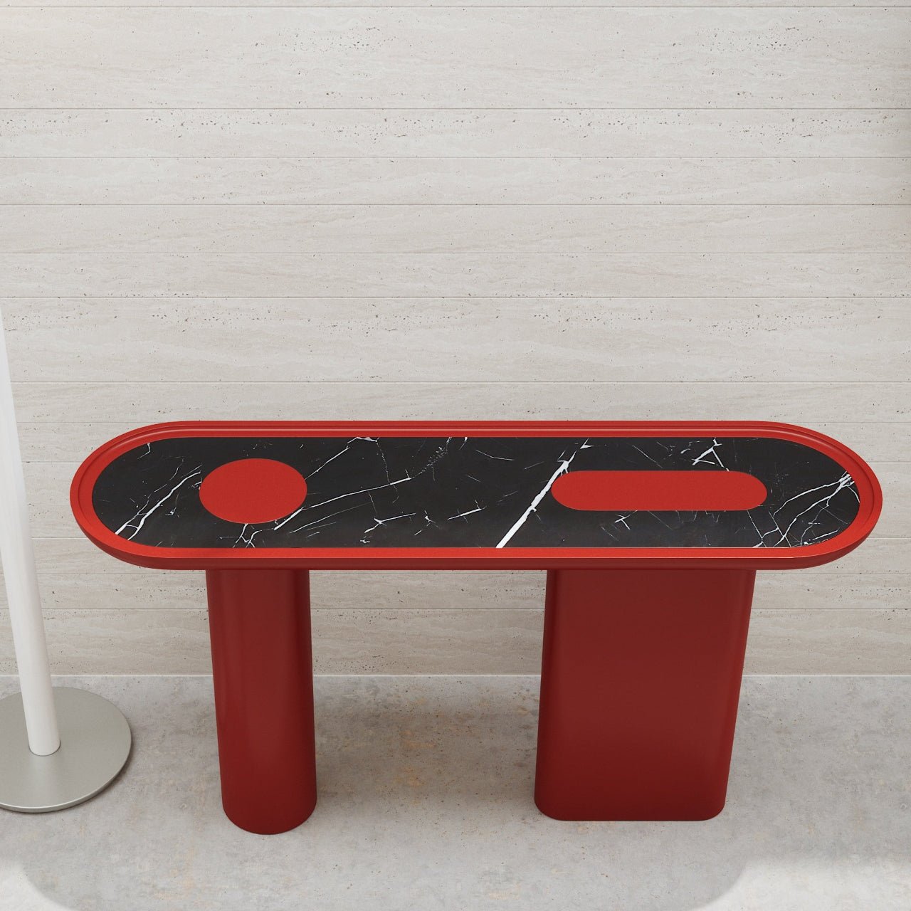 Console ovale CRETA CORAL RED en laque et marbre – ULTRA MOBILI - La Maison MilanaiseCCR.L0