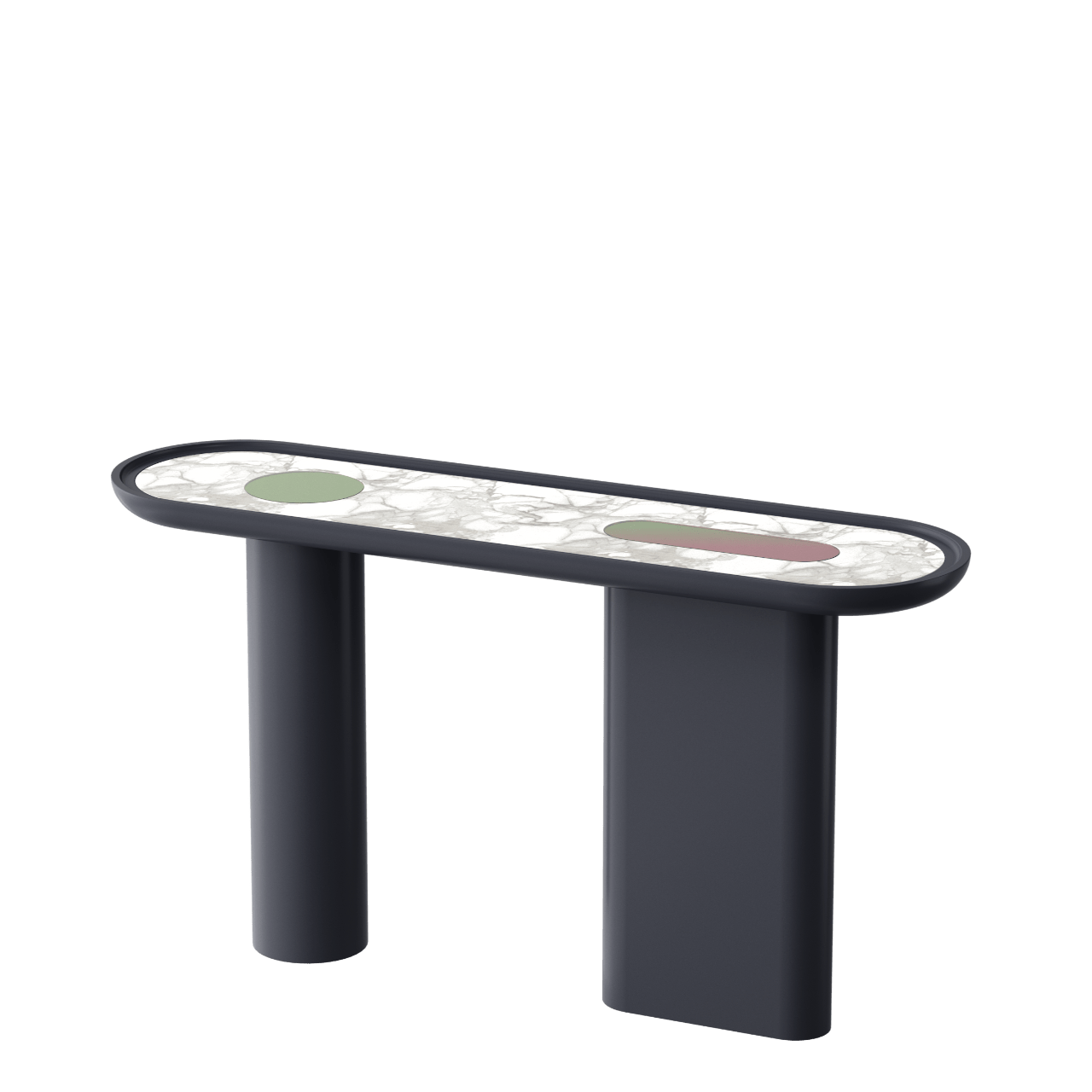 Console ovale CRETA GRIS GRAPHITE en laque et marbre – ULTRA MOBILI - La Maison MilanaiseCCR.L0GRAPHITE