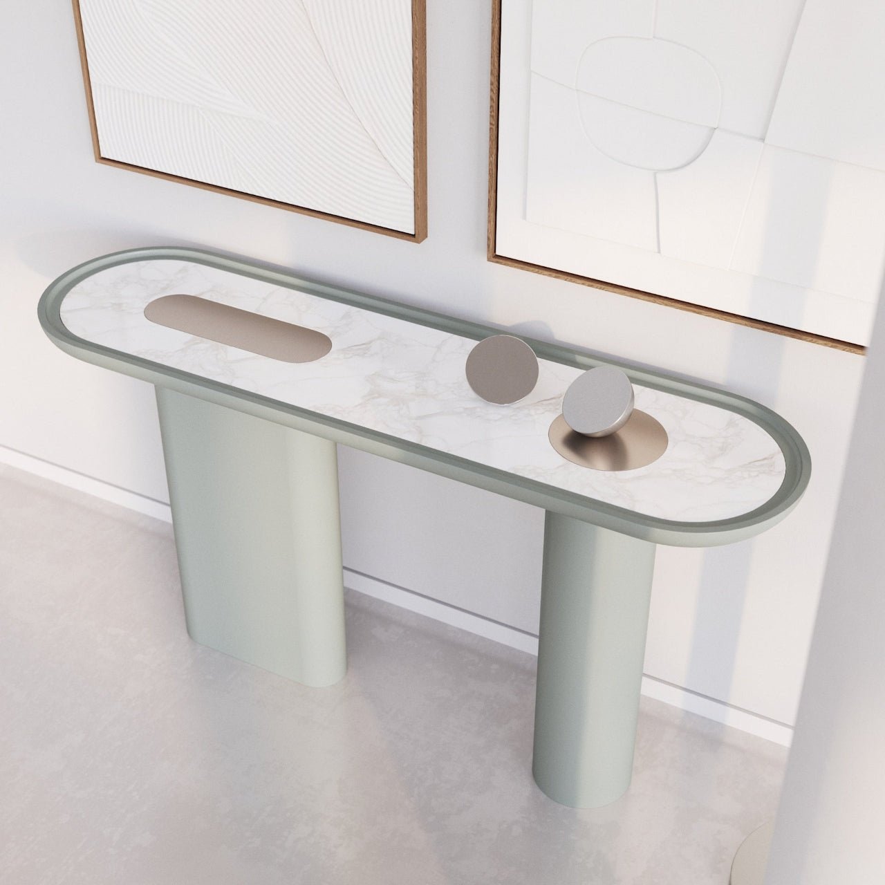 Console ovale CRETA GRIS HALCYON en laque et marbre – ULTRA MOBILI - La Maison MilanaiseCCR.L0HALCYON