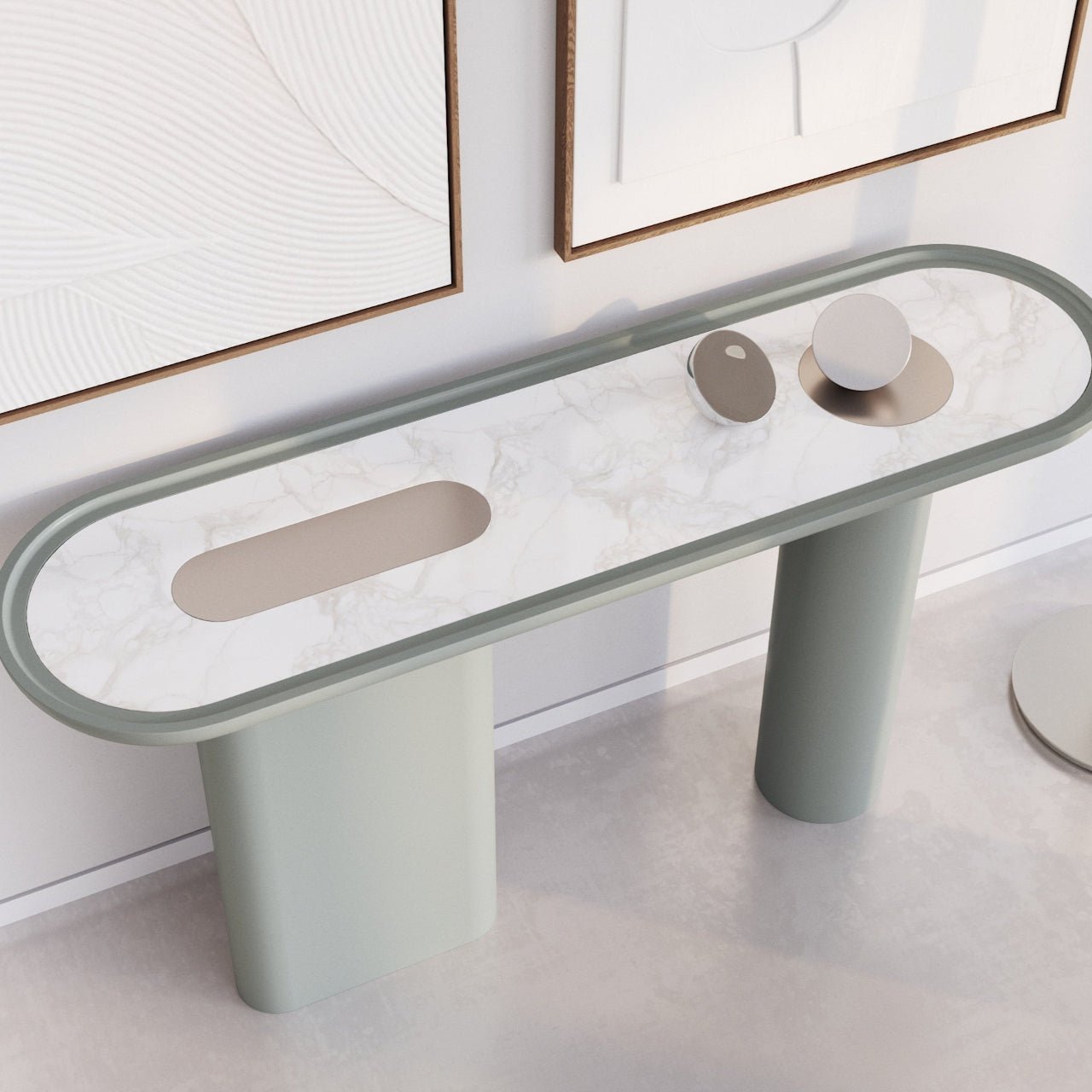 Console ovale CRETA GRIS HALCYON en laque et marbre – ULTRA MOBILI - La Maison MilanaiseCCR.L0HALCYON