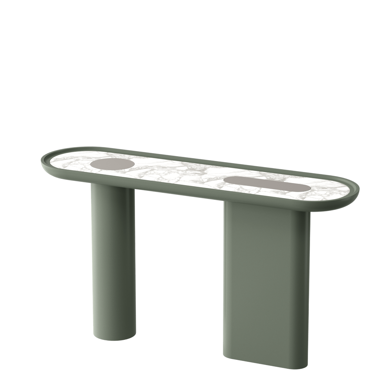 Console ovale CRETA GRIS HALCYON en laque et marbre – ULTRA MOBILI - La Maison MilanaiseCCR.L0HALCYON