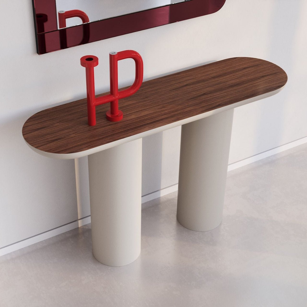 Console ovale design laqué et plateau noyer EVA - ULTRA MOBILI - La Maison MilanaiseCEV150