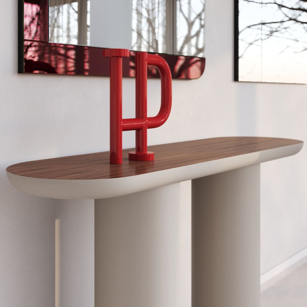 Console ovale design laqué et plateau noyer EVA - ULTRA MOBILI - La Maison MilanaiseCEV150