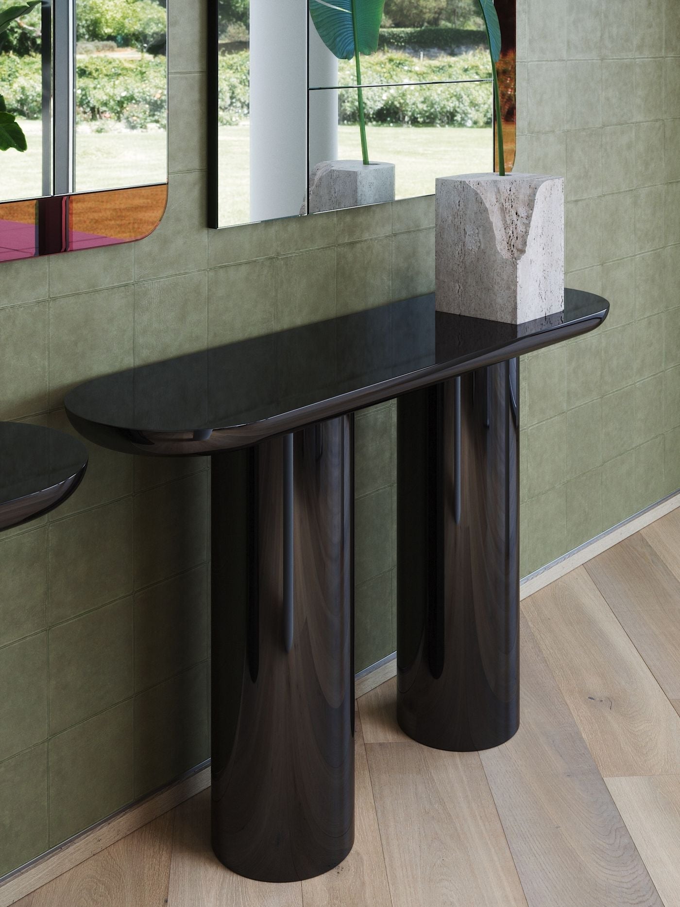 Console ovale noire glossy EVA – ULTRA MOBILI - La Maison MilanaiseCEV150B