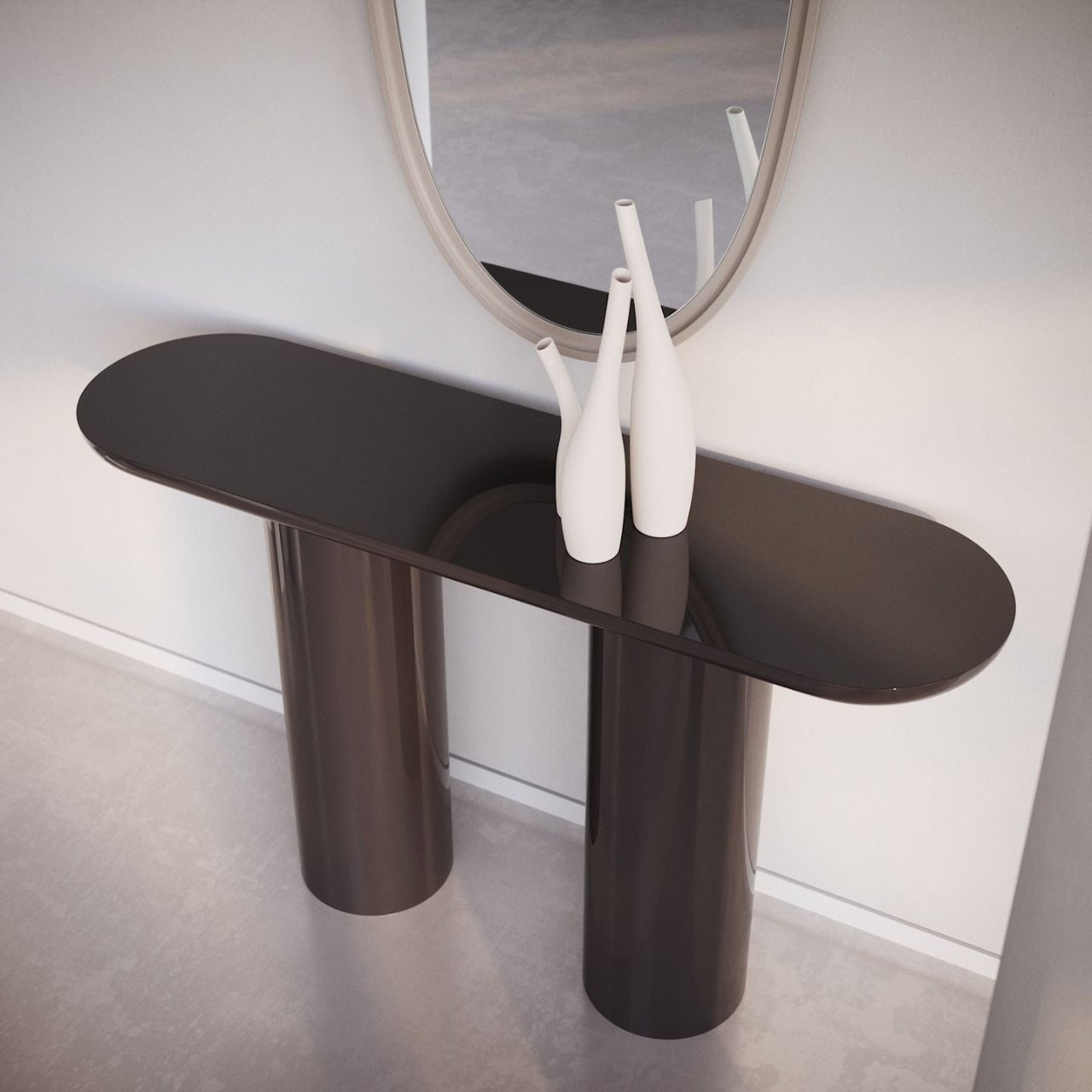 Console ovale noire glossy EVA – ULTRA MOBILI - La Maison MilanaiseCEV150B