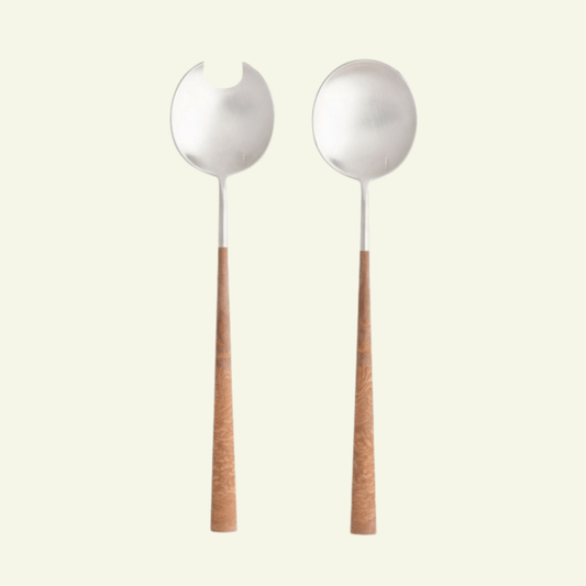 Couverts à salade en inox Mito, Bois foncé - COSTA NOVA - La Maison MilanaiseC20559MITO
