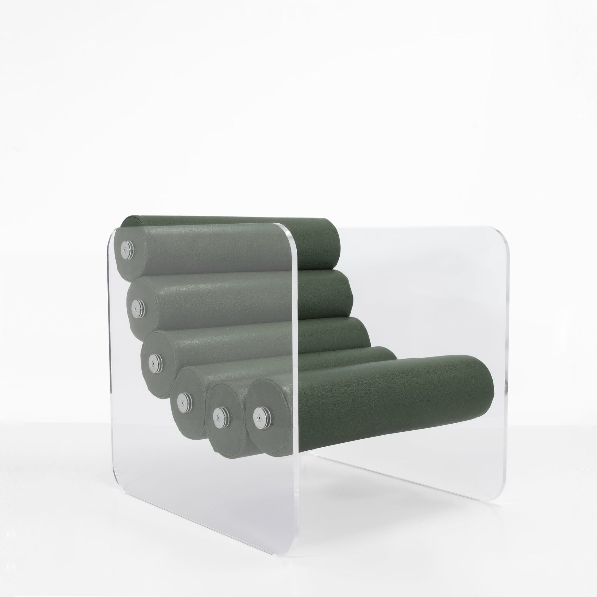 Fauteuil en altuglas et assise runner en cuir vegan MW02 - KUUMO DESIGN - La Maison MilanaiseMW02APC - MS - 1Cuir VertTransparent