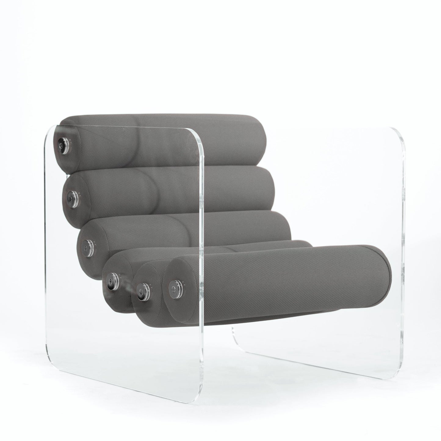 Fauteuil en altuglas et assise runner tissus alvéolaire MW02 - KUUMO DESIGN - La Maison MilanaiseMW02APC - 25GrisTransparent