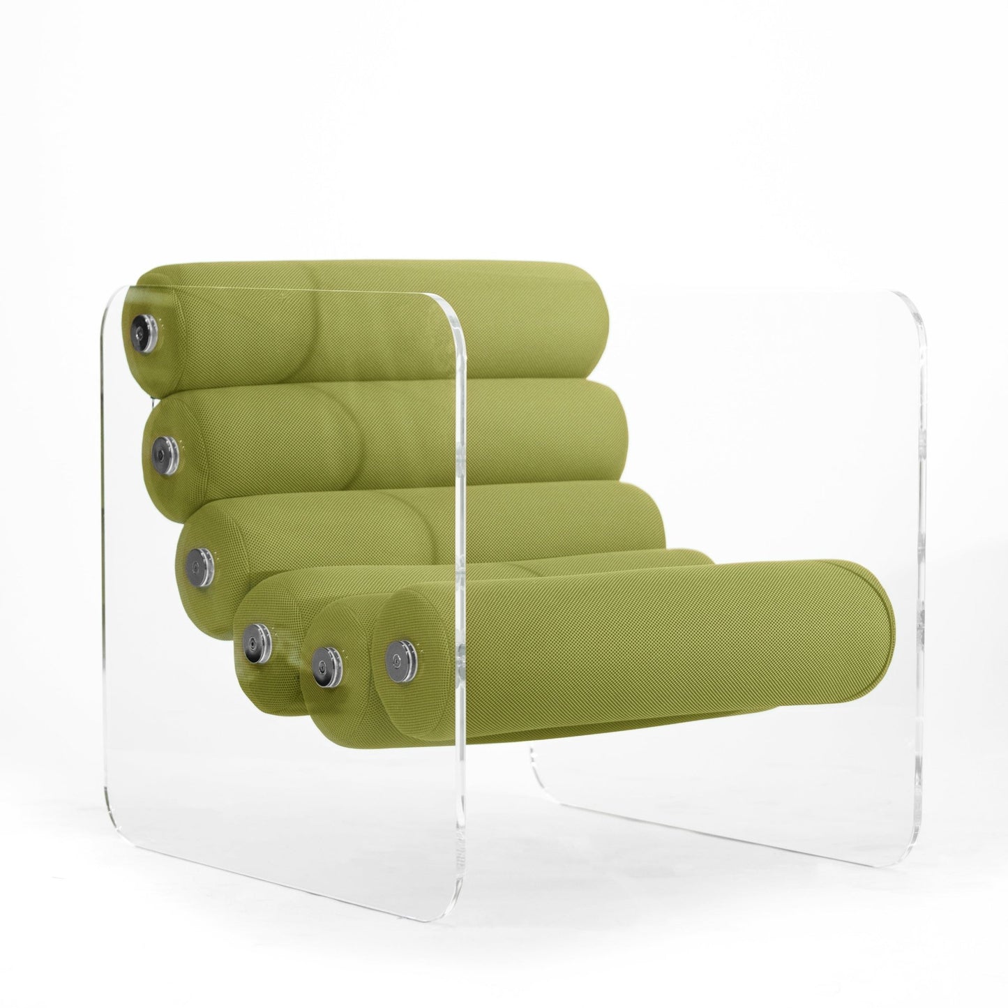 Fauteuil en altuglas et assise runner tissus alvéolaire MW02 - KUUMO DESIGN - La Maison MilanaiseMW02APC - 10OliveTransparent