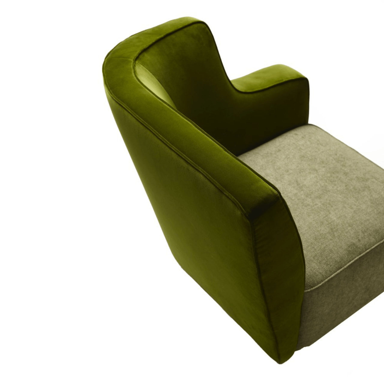 Fauteuil gauche en tissu et velours vert Baia - MARIONI - La Maison Milanaisei0312