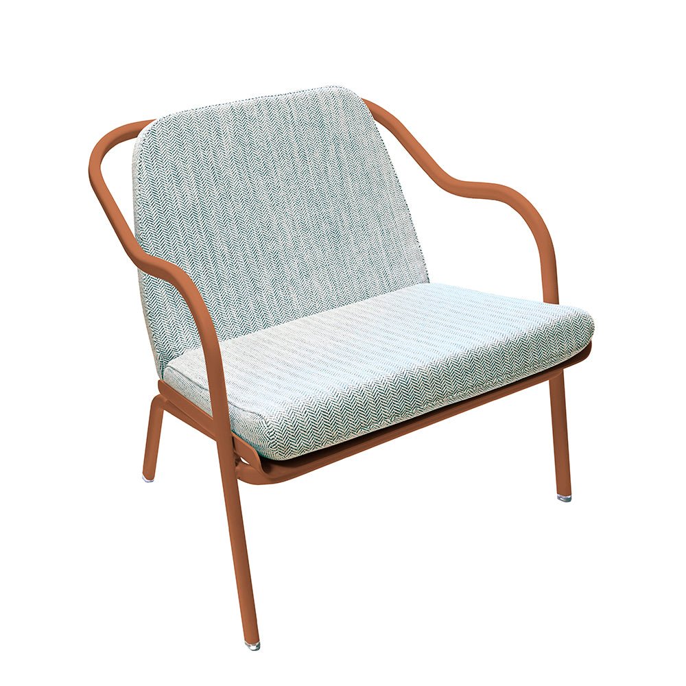 Fauteuil lounge design en aluminium et tissus bleu - ALLURE D'AZUR - La Maison Milanaise582018 - A62TerracottaTurquoise