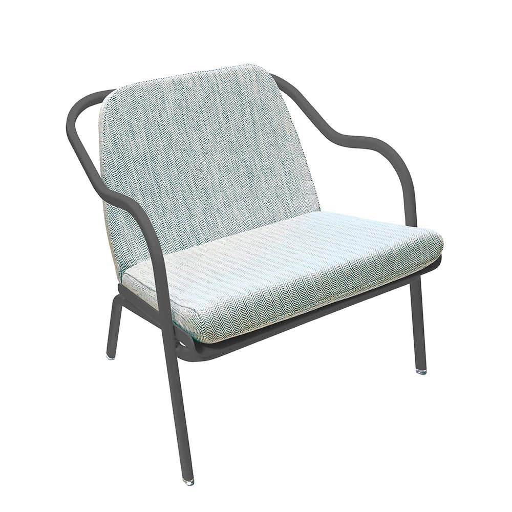 Fauteuil lounge design en aluminium et tissus bleu - ALLURE D'AZUR - La Maison Milanaise582018 - A20AnthraciteTurquoise