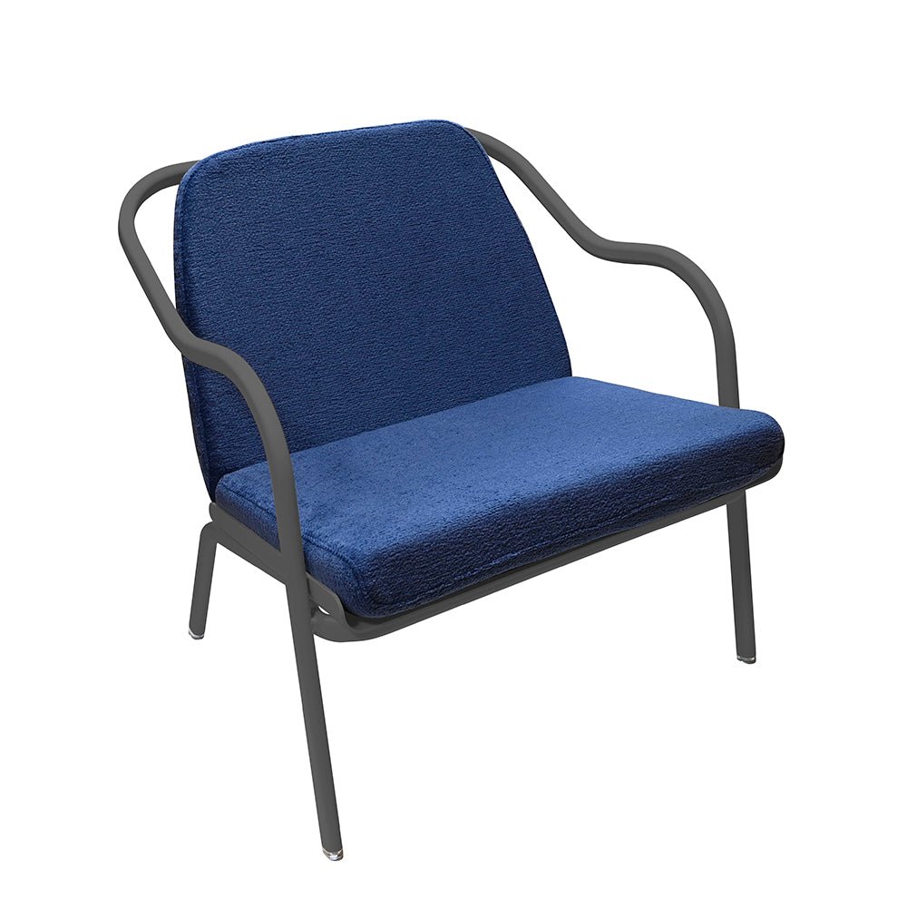 Fauteuil lounge design en aluminium et tissus bleu - ALLURE D'AZUR - La Maison Milanaise582018 - A22AnthraciteDenim Chenille