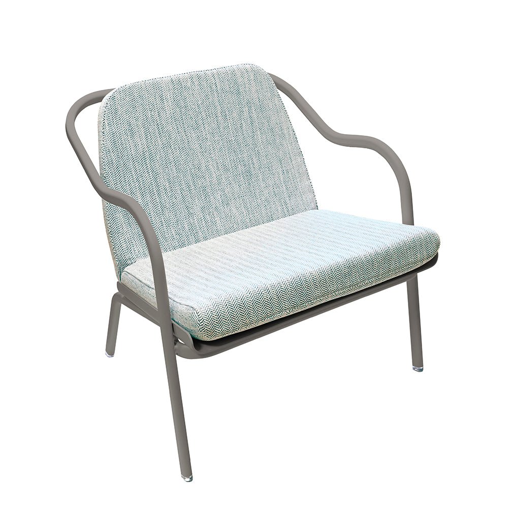Fauteuil lounge design en aluminium et tissus bleu - ALLURE D'AZUR - La Maison Milanaise582018 - A44GaletTurquoise