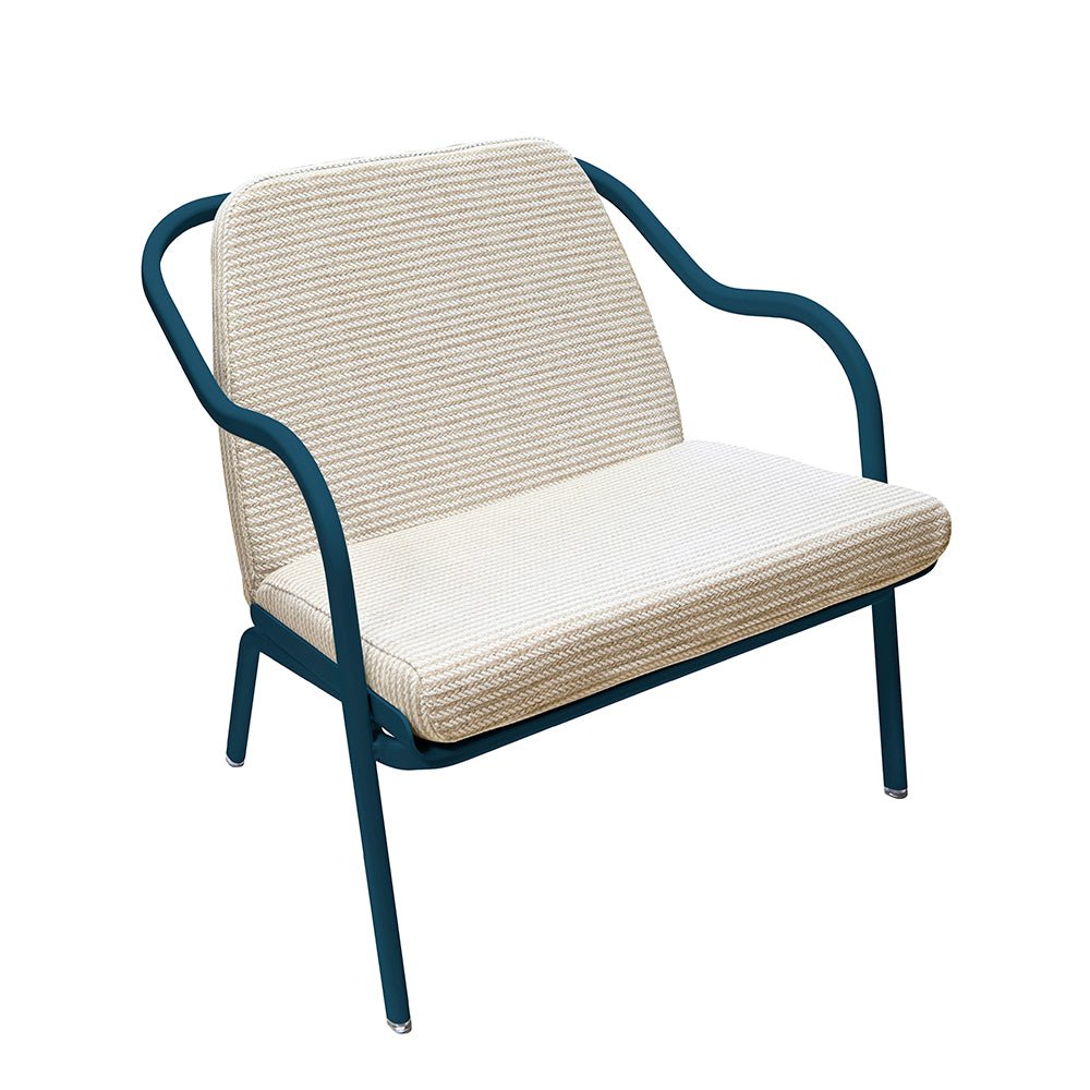 Fauteuil lounge design en aluminium et tissus écru - ALLURE D'AZUR - La Maison MilanaiseBleu pétroleSable