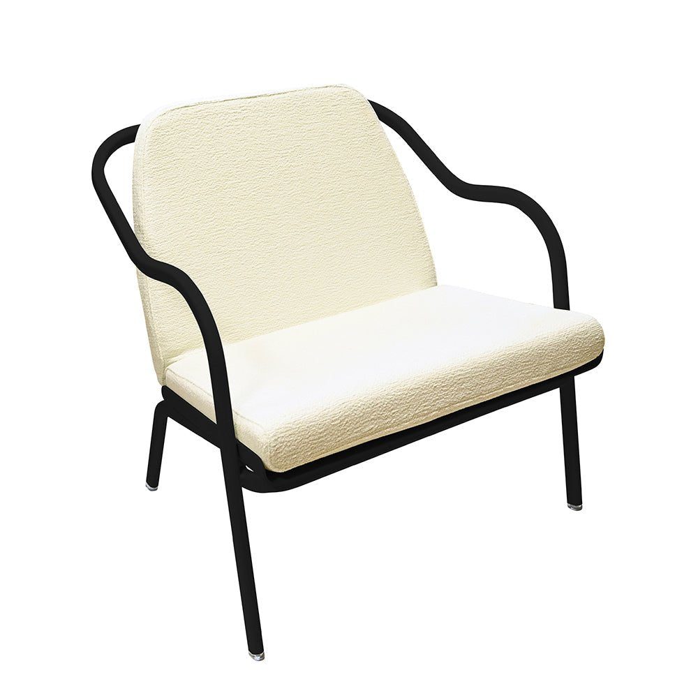 Fauteuil lounge design en aluminium et tissus écru - ALLURE D'AZUR - La Maison MilanaiseCharbonEcru Chenille