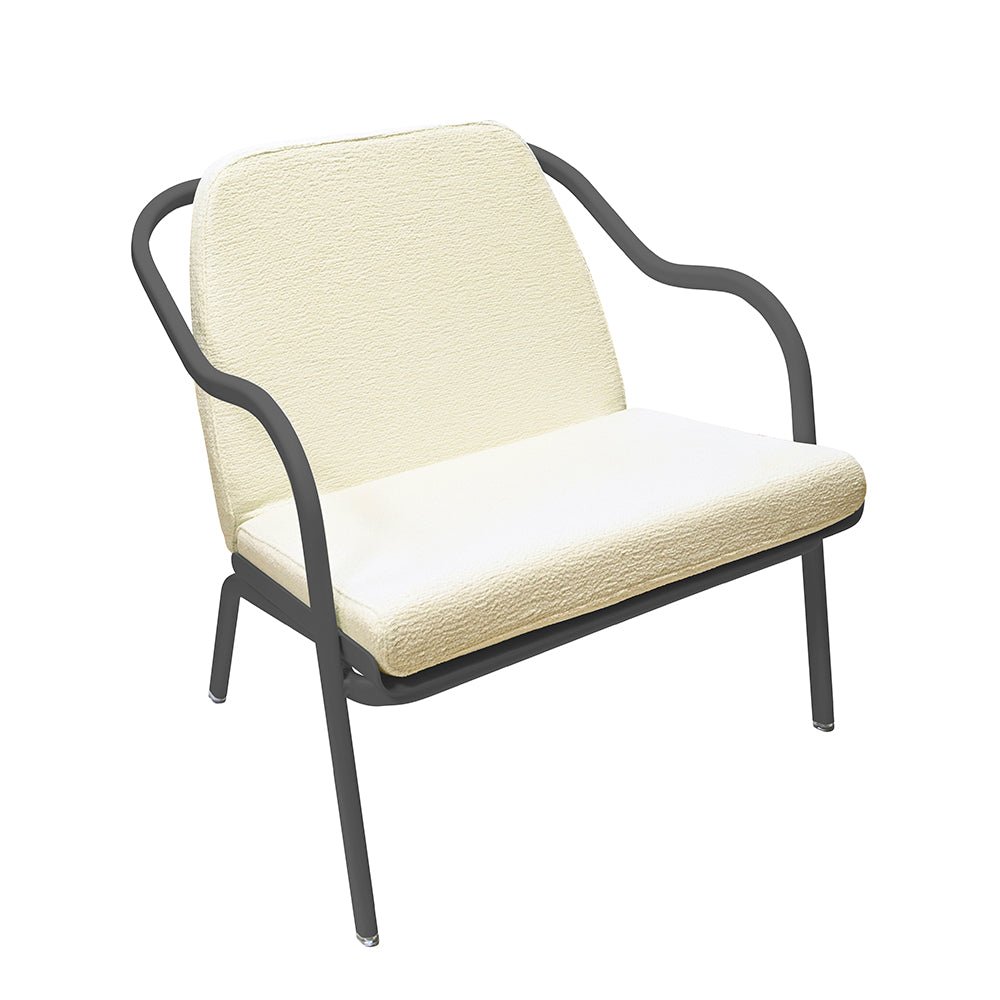 Fauteuil lounge design en aluminium et tissus écru - ALLURE D'AZUR - La Maison MilanaiseAnthraciteEcru Chenille