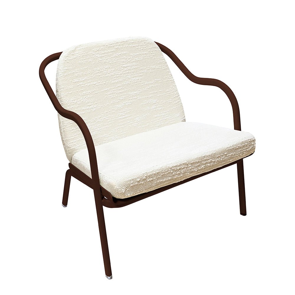 Fauteuil lounge design en aluminium et tissus écru - ALLURE D'AZUR - La Maison MilanaiseRouilleEcru Bouclé