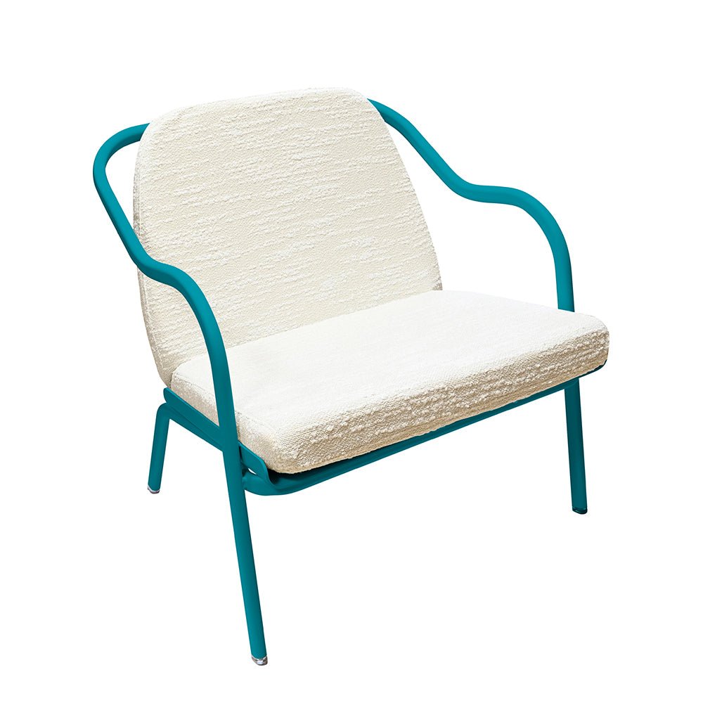 Fauteuil lounge design en aluminium et tissus écru - ALLURE D'AZUR - La Maison MilanaiseLaguneEcru Bouclé
