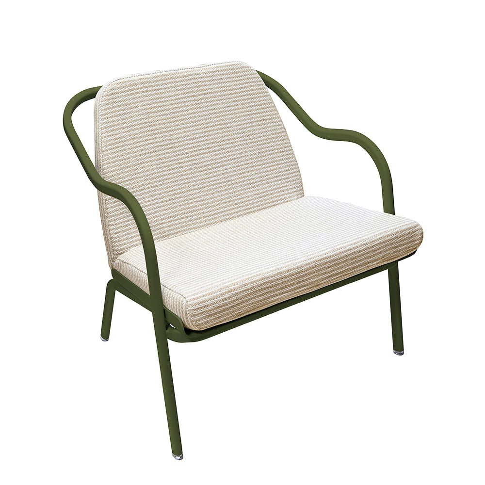 Fauteuil lounge design en aluminium et tissus écru - ALLURE D'AZUR - La Maison MilanaiseKakiSable