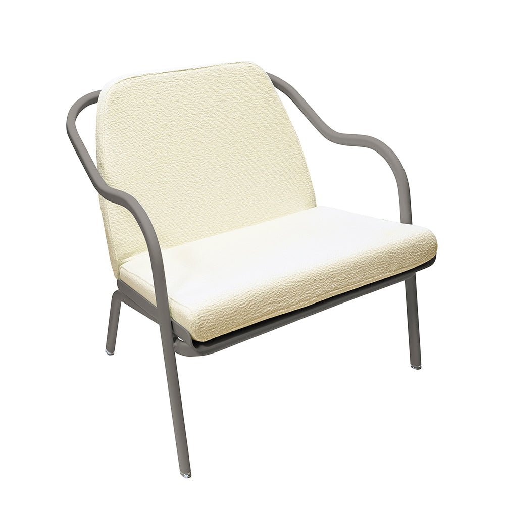 Fauteuil lounge design en aluminium et tissus écru - ALLURE D'AZUR - La Maison MilanaiseGaletEcru Chenille