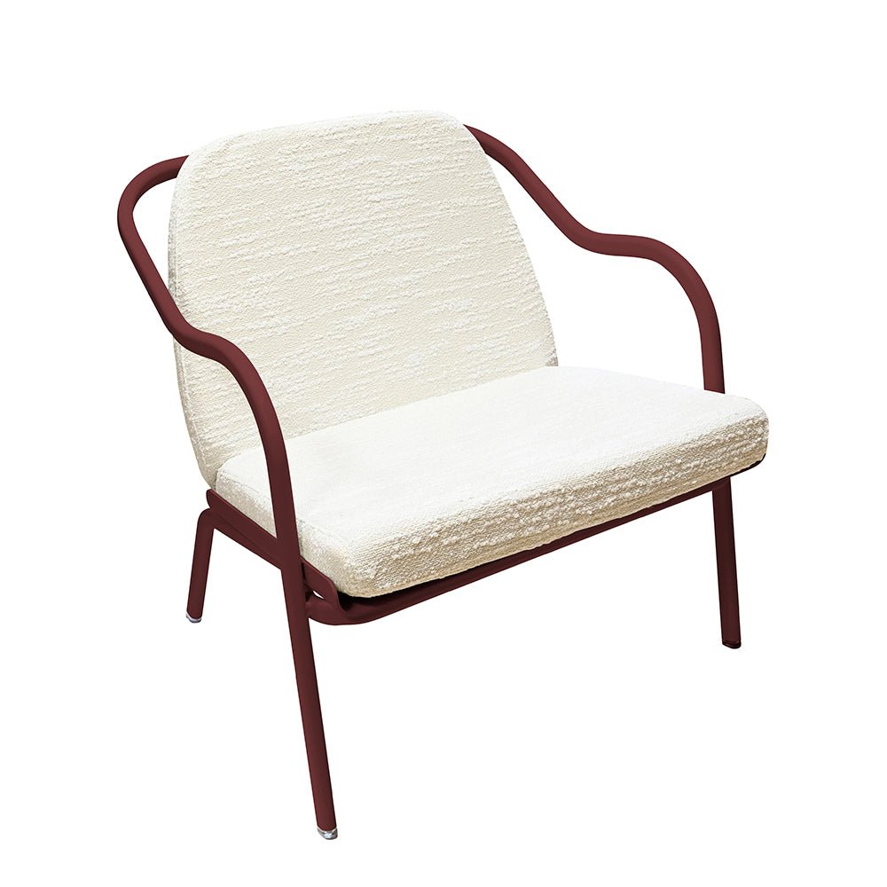 Fauteuil lounge design en aluminium et tissus écru - ALLURE D'AZUR - La Maison MilanaiseBordeauxEcru Bouclé