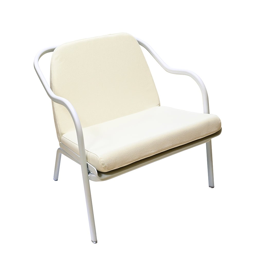 Fauteuil lounge design en aluminium et tissus écru - ALLURE D'AZUR - La Maison MilanaiseEcumeEcru Toile