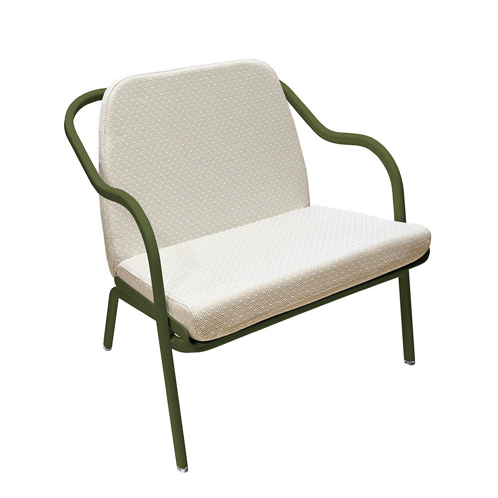Fauteuil lounge design en aluminium et tissus écru - ALLURE D'AZUR - La Maison MilanaiseKakiTaupe grainé