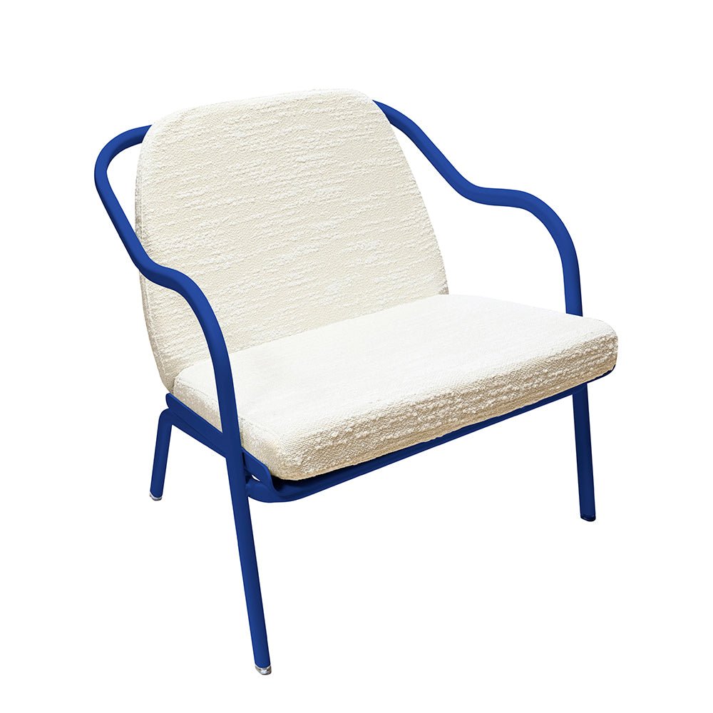 Fauteuil lounge design en aluminium et tissus écru - ALLURE D'AZUR - La Maison MilanaiseAbysseEcru Bouclé