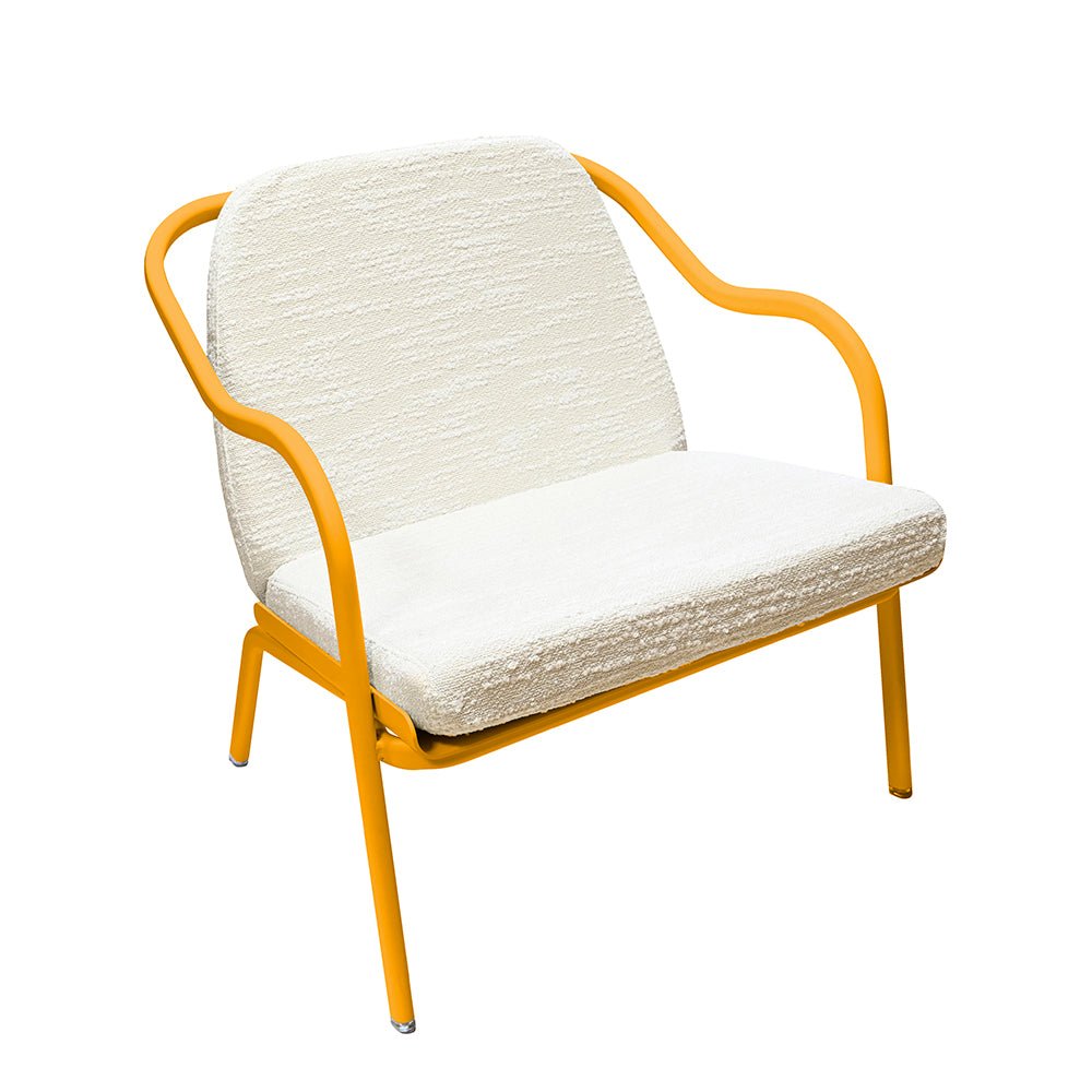 Fauteuil lounge design en aluminium et tissus écru - ALLURE D'AZUR - La Maison MilanaiseMimosaEcru Bouclé