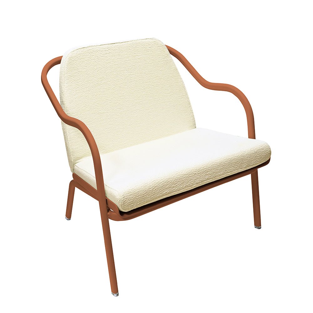 Fauteuil lounge design en aluminium et tissus écru - ALLURE D'AZUR - La Maison MilanaiseTerracottaEcru Chenille