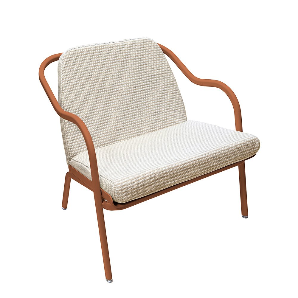 Fauteuil lounge design en aluminium et tissus écru - ALLURE D'AZUR - La Maison MilanaiseTerracottaSable