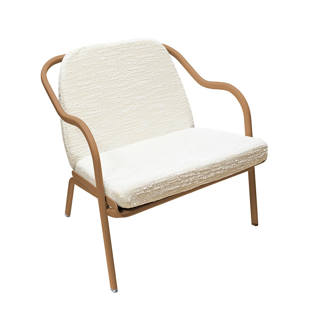 Fauteuil lounge design en aluminium et tissus écru - ALLURE D'AZUR - La Maison MilanaiseAmphoreEcru Bouclé