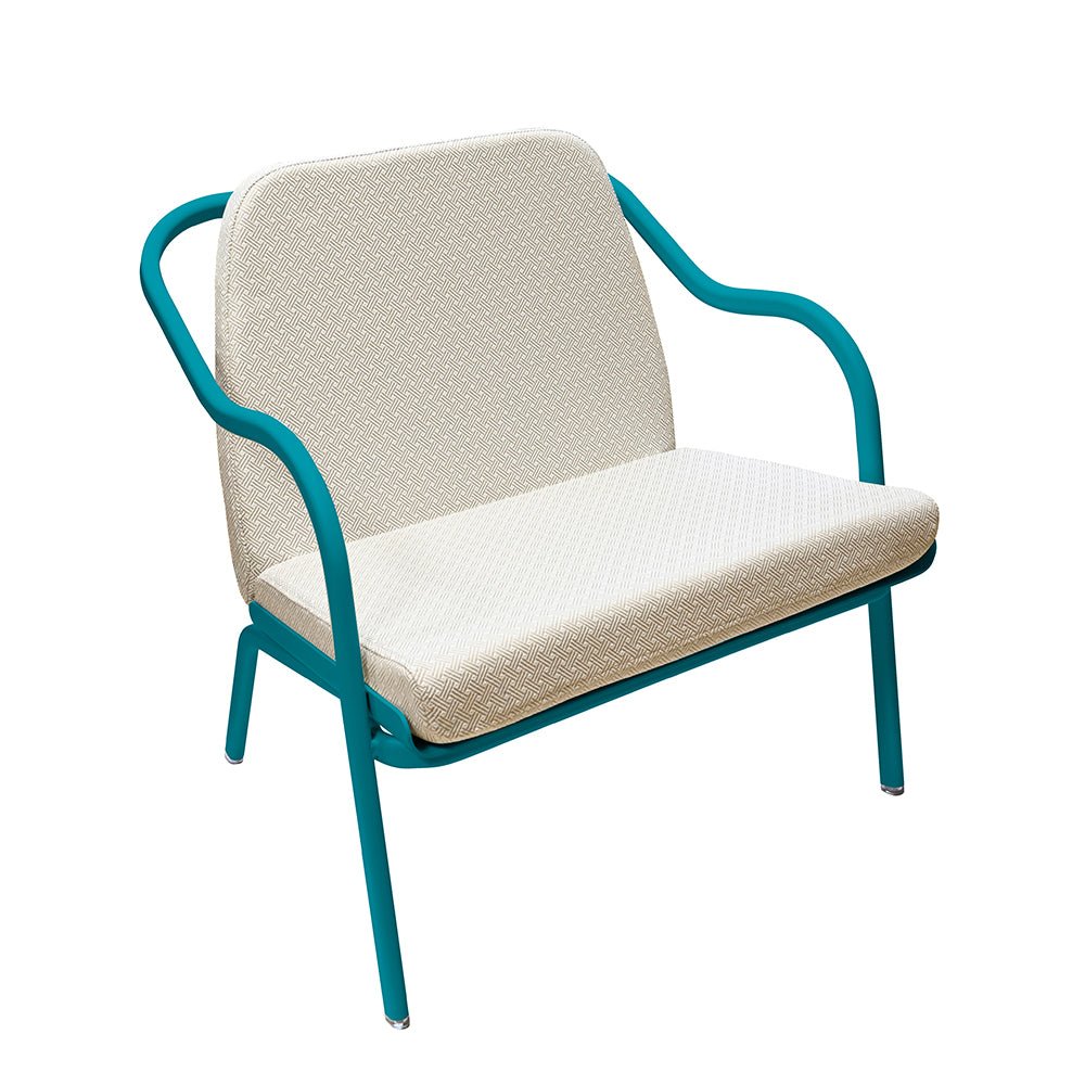 Fauteuil lounge design en aluminium et tissus écru - ALLURE D'AZUR - La Maison MilanaiseLaguneTaupe grainé
