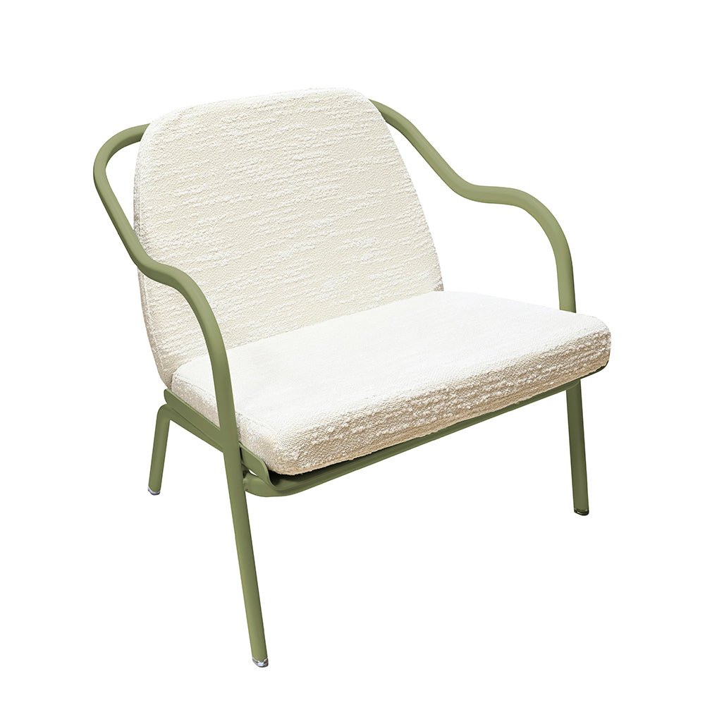 Fauteuil lounge design en aluminium et tissus écru - ALLURE D'AZUR - La Maison MilanaiseOlivierEcru Bouclé