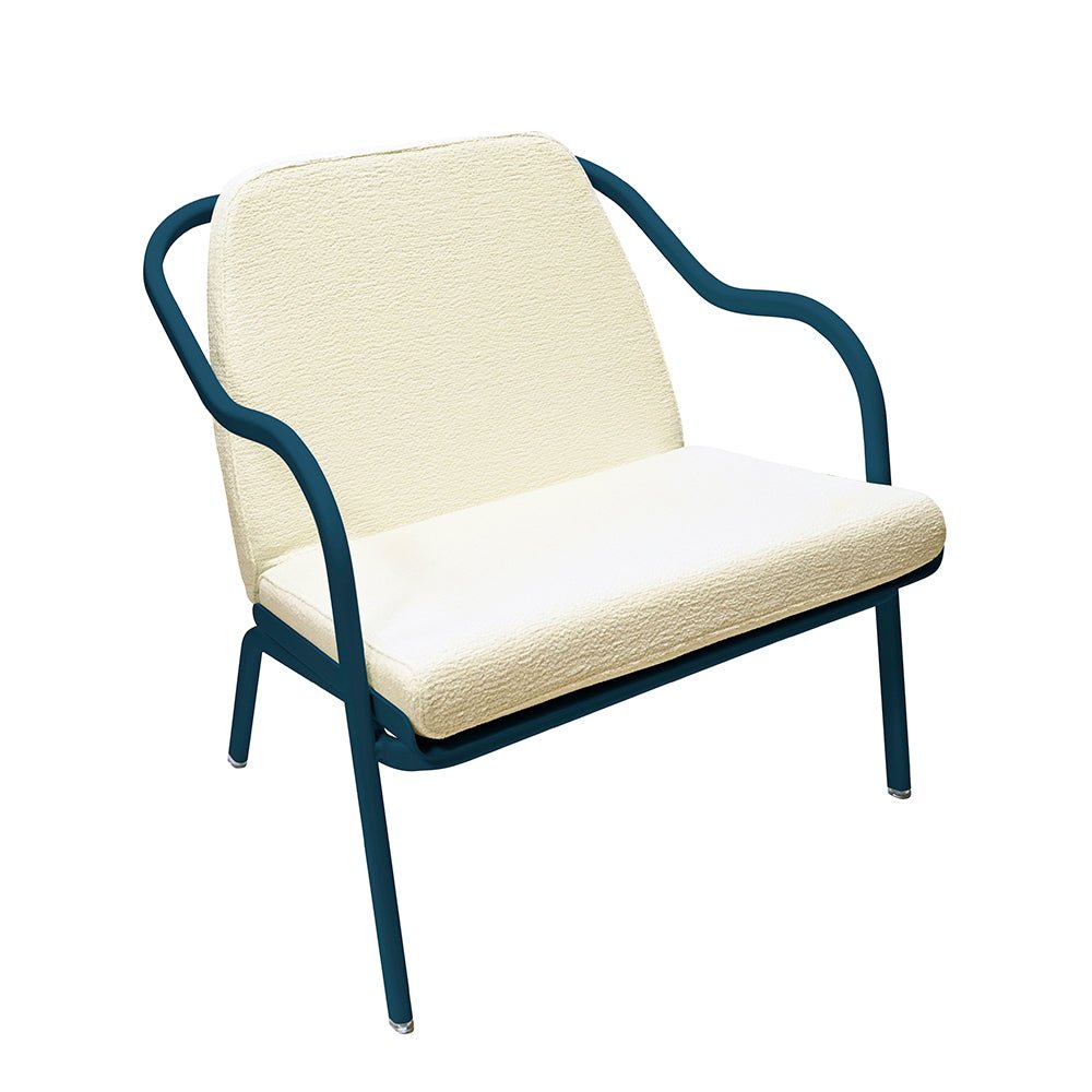 Fauteuil lounge design en aluminium et tissus écru - ALLURE D'AZUR - La Maison MilanaiseBleu pétroleEcru Chenille