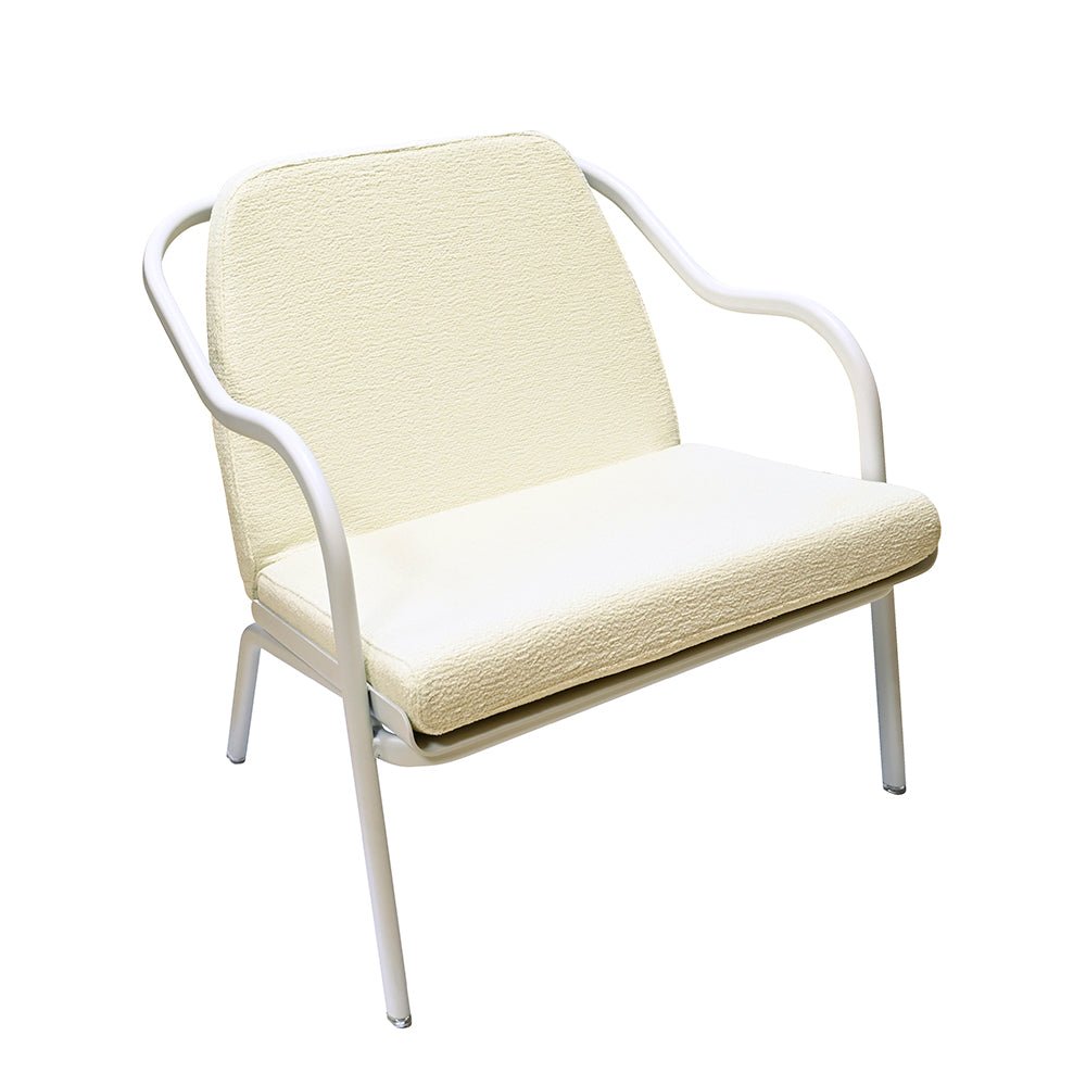 Fauteuil lounge design en aluminium et tissus écru - ALLURE D'AZUR - La Maison MilanaiseEcumeEcru Chenille