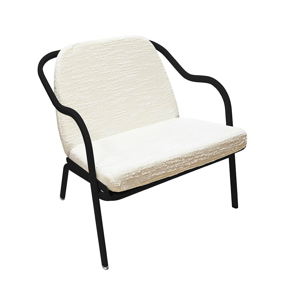 Fauteuil lounge design en aluminium et tissus écru - ALLURE D'AZUR - La Maison MilanaiseCharbonEcru Bouclé
