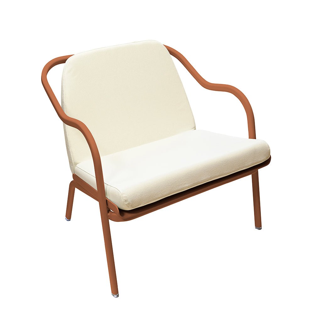 Fauteuil lounge design en aluminium et tissus écru - ALLURE D'AZUR - La Maison MilanaiseTerracottaEcru Toile