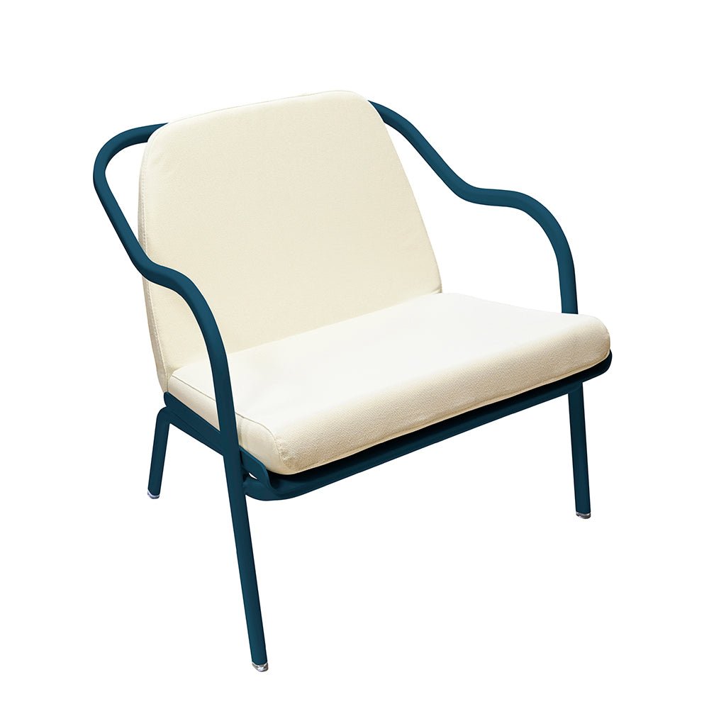 Fauteuil lounge design en aluminium et tissus écru - ALLURE D'AZUR - La Maison MilanaiseBleu pétroleEcru Toile