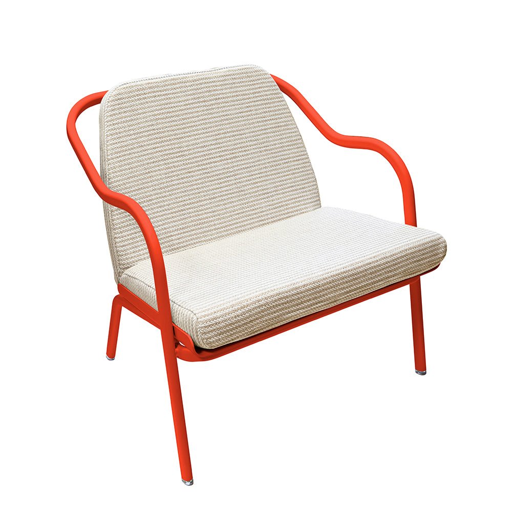 Fauteuil lounge design en aluminium et tissus écru - ALLURE D'AZUR - La Maison MilanaiseEtoile de merSable