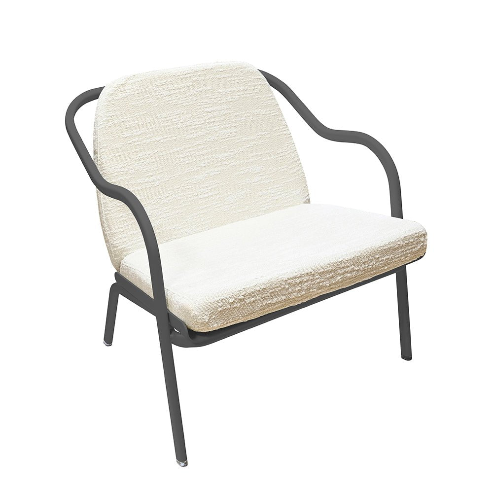 Fauteuil lounge design en aluminium et tissus écru - ALLURE D'AZUR - La Maison MilanaiseAnthraciteEcru Bouclé