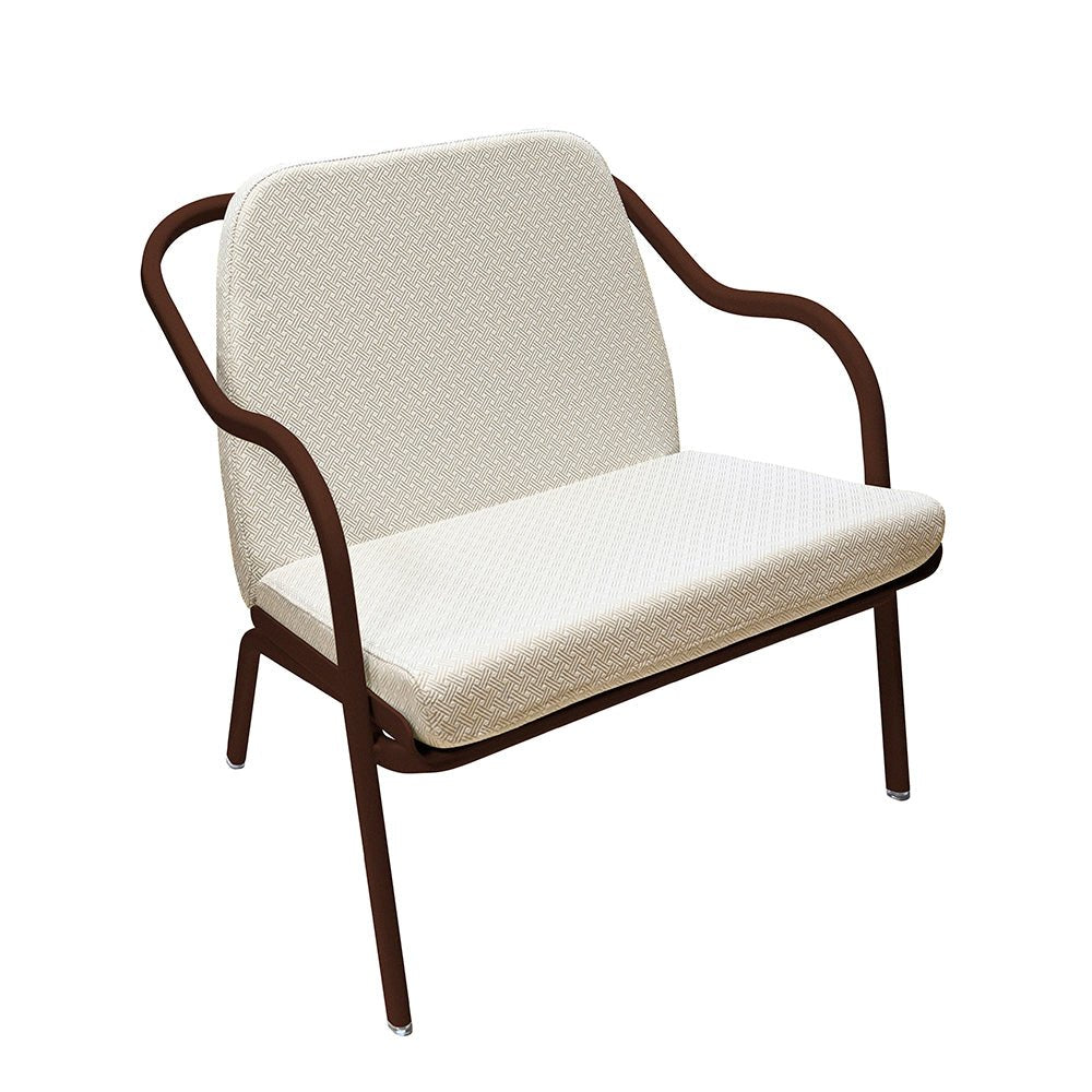 Fauteuil lounge design en aluminium et tissus écru - ALLURE D'AZUR - La Maison MilanaiseRouilleTaupe grainé