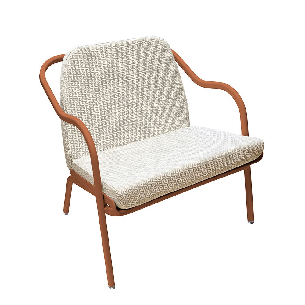 Fauteuil lounge design en aluminium et tissus écru - ALLURE D'AZUR - La Maison MilanaiseTerracottaTaupe grainé